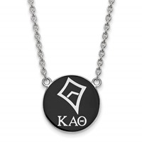 Sterling Silver Rhodium-plated LogoArt Kappa Alpha Theta Sorority Symbol Large Color Enamel Pendant 18 Inch Necklace view 1