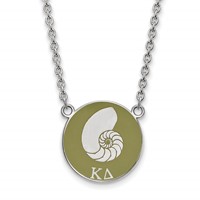 Sterling Silver Rhodium-plated LogoArt Kappa Delta Sorority Symbol Large Color Enamel Pendant Necklace, 18" view 1