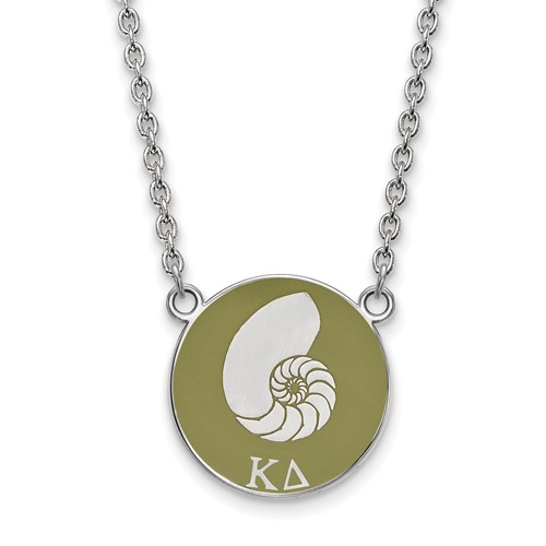 Sterling Silver Rhodium-plated LogoArt Kappa Delta Sorority Symbol Large Color Enamel Pendant Necklace, 18"