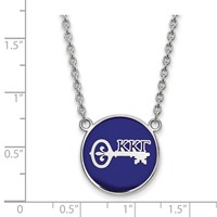 Sterling Silver Rhodium-plated LogoArt Kappa Kappa Gamma Sorority Symbol Large Color Enamel Pendant Necklace, 18" view 2