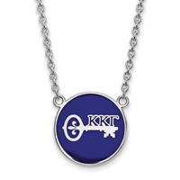 Sterling Silver Rhodium-plated LogoArt Kappa Kappa Gamma Sorority Symbol Large Color Enamel Pendant Necklace, 18" view 1