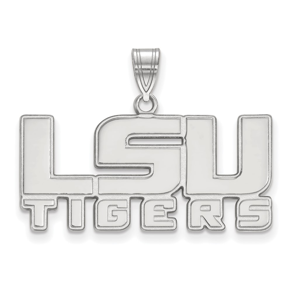 Sterling Silver Rhodium-plated LogoArt Louisiana State University L-s-u Tigers Medium Pendant