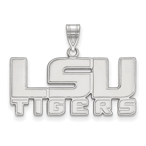 Sterling Silver Rhodium-plated LogoArt Louisiana State University L-s-u Tigers Medium Pendant