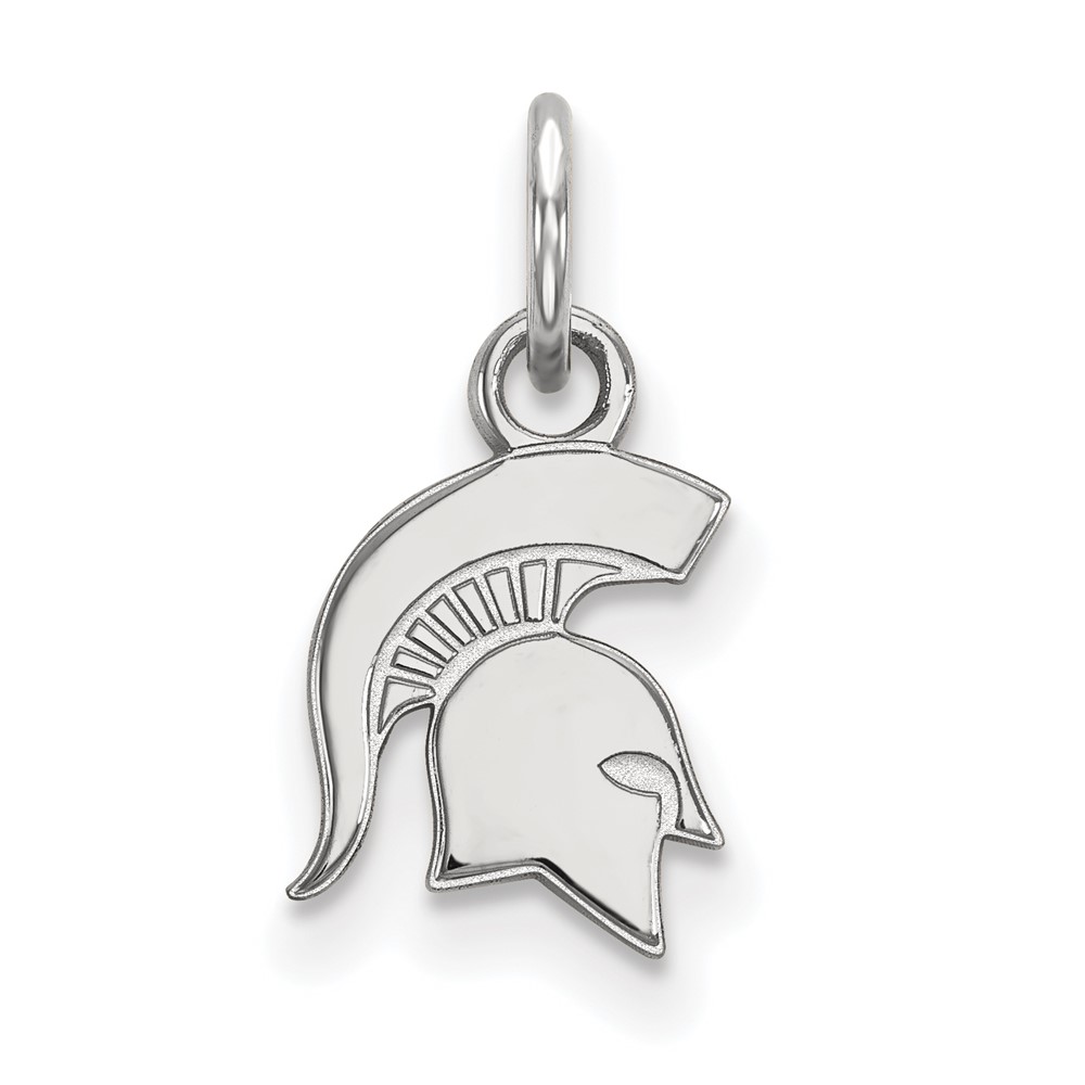 Sterling Silver Rhodium-plated LogoArt Michigan State University Spartan Extra Small Pendant
