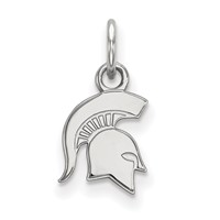 Sterling Silver Rhodium-plated LogoArt Michigan State University Spartan Extra Small Pendant view 1