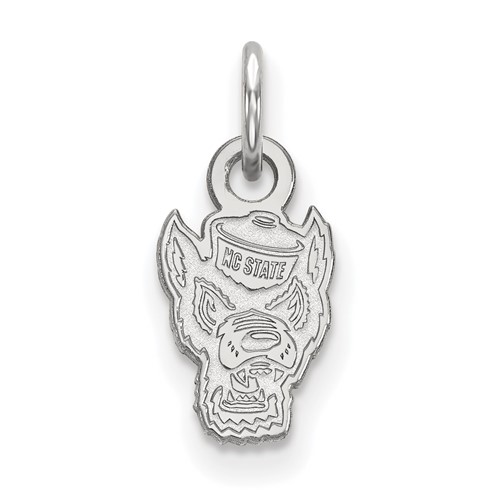 Sterling Silver Rhodium-plated LogoArt North Carolina State University Wolf Extra Small Pendant