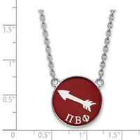Sterling Silver Rhodium-plated LogoArt Pi Beta Phi Sorority Symbol Large Color Enamel Pendant Necklace, 18" view 2