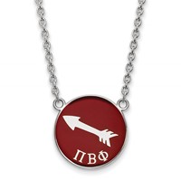 Sterling Silver Rhodium-plated LogoArt Pi Beta Phi Sorority Symbol Large Color Enamel Pendant Necklace, 18" view 1