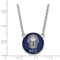 Sterling Silver Rhodium-plated LogoArt Phi Sigma Sigma Sorority Symbol Large Color Enamel Pendant Necklace, 18" view 2