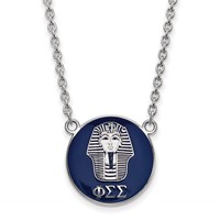 Sterling Silver Rhodium-plated LogoArt Phi Sigma Sigma Sorority Symbol Large Color Enamel Pendant Necklace, 18" view 1
