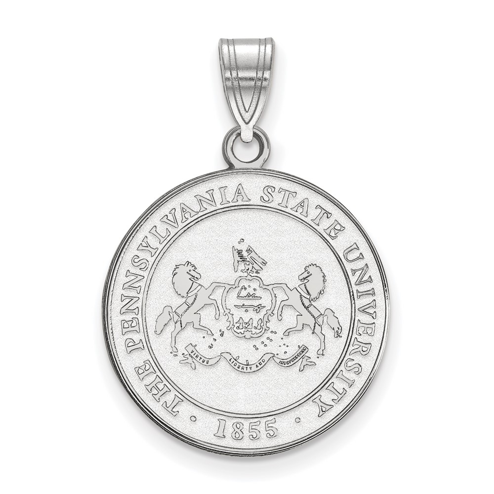 Sterling Silver Rhodium-plated LogoArt Penn State University Large Crest Pendant