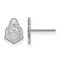 Sterling Silver Rhodium-plated LogoArt Purdue University Boilermakers Train Logo Extra Small Post Earrings view 1
