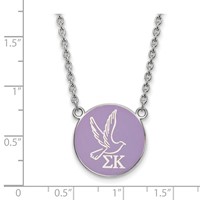 Sterling Silver Rhodium-plated LogoArt Sigma Kappa Sorority Symbol Large Color Enamel Pendant Necklace, 18" view 2