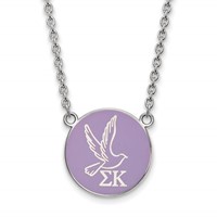 Sterling Silver Rhodium-plated LogoArt Sigma Kappa Sorority Symbol Large Color Enamel Pendant Necklace, 18" view 1