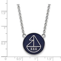 Sterling Silver Rhodium-plated LogoArt Sigma Sigma Sigma Sorority Symbol Large Color Enamel Pendant Necklace, 18" view 2