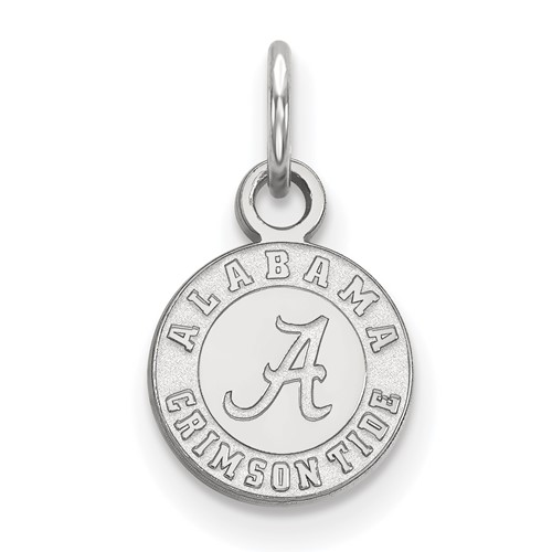 Sterling Silver Rhodium-plated LogoArt University of Alabama Crimson Tide Extra Small Disc Pendant