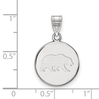Sterling Silver Rhodium-plated LogoArt University of California Berkeley Bear Medium Disc Pendant view 2