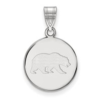Sterling Silver Rhodium-plated LogoArt University of California Berkeley Bear Medium Disc Pendant view 1