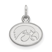 Sterling Silver Rhodium-plated LogoArt University of Iowa Hawk Extra Small Oval Pendant view 1