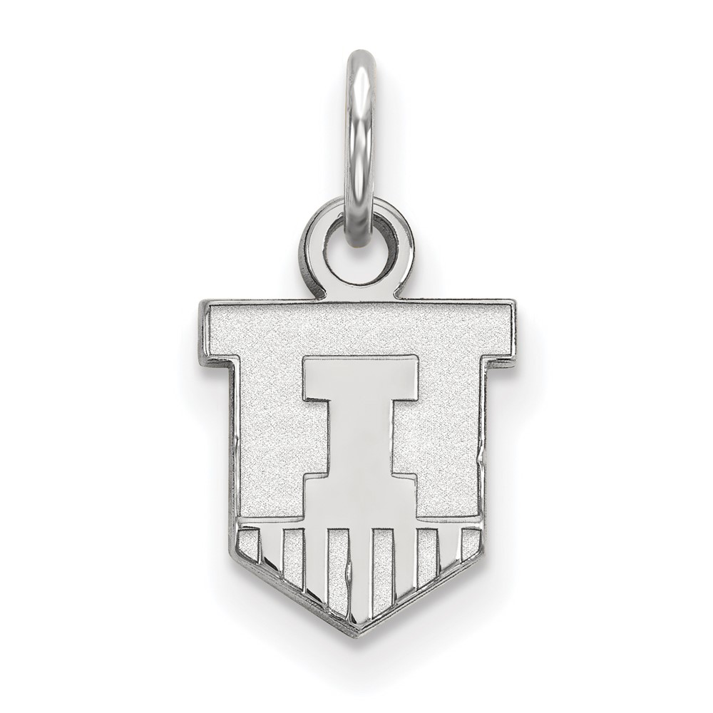 Sterling Silver Rhodium-plated LogoArt University of Illinois Victory Badge Extra Small Pendant