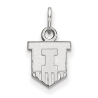 Sterling Silver Rhodium-plated LogoArt University of Illinois Victory Badge Extra Small Pendant view 1