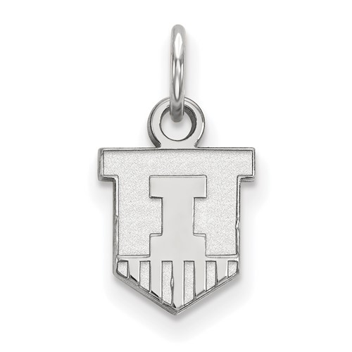 Sterling Silver Rhodium-plated LogoArt University of Illinois Victory Badge Extra Small Pendant