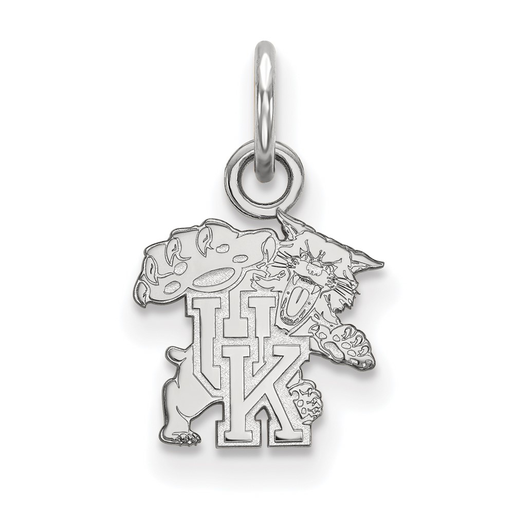 Sterling Silver Rhodium-plated LogoArt University of Kentucky U-k Wildcat Extra Small Pendant