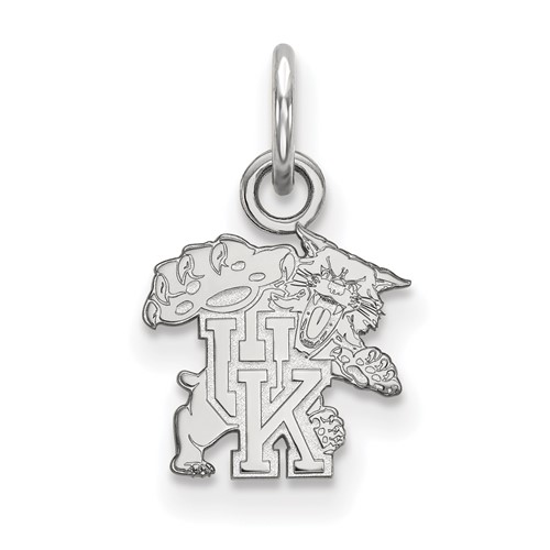 Sterling Silver Rhodium-plated LogoArt University of Kentucky U-k Wildcat Extra Small Pendant