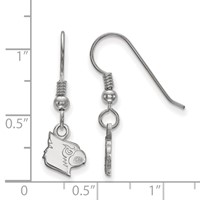 Sterling Silver Rhodium-plated LogoArt University of Louisville Cardinal Extra Small Dangle Wire Earrings view 2
