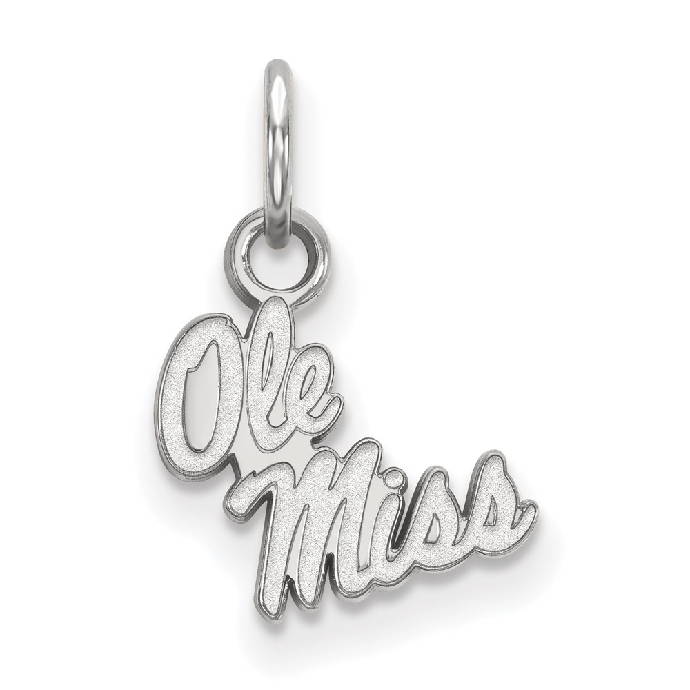 Sterling Silver Rhodium-plated LogoArt University of Mississippi Ole Miss Extra Small Pendant