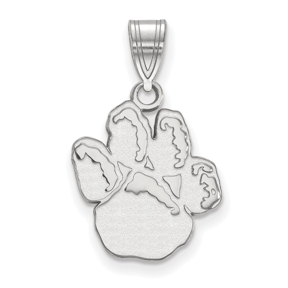 Sterling Silver Rhodium-plated LogoArt University of Pittsburgh Panther Paw Medium Pendant