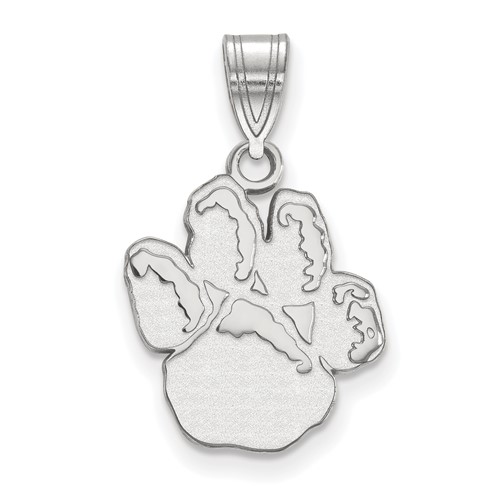Sterling Silver Rhodium-plated LogoArt University of Pittsburgh Panther Paw Medium Pendant