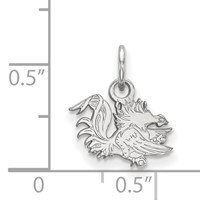 Sterling Silver Rhodium-plated LogoArt University of South Carolina Gamecock Extra Small Pendant view 2