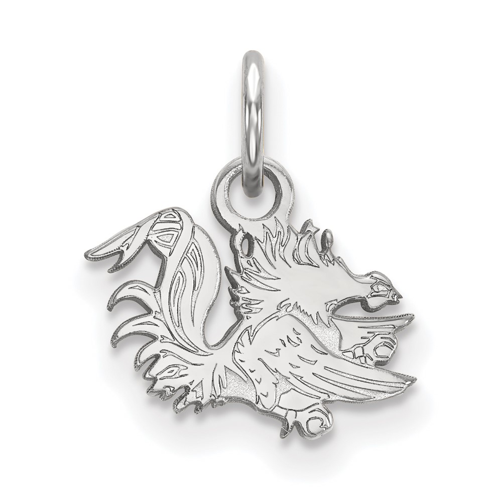 Sterling Silver Rhodium-plated LogoArt University of South Carolina Gamecock Extra Small Pendant