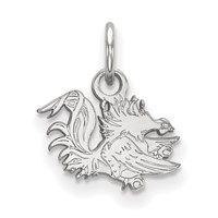 Sterling Silver Rhodium-plated LogoArt University of South Carolina Gamecock Extra Small Pendant view 1