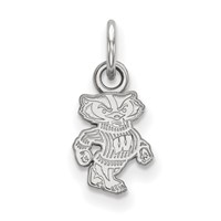 Sterling Silver Rhodium-plated LogoArt University of Wisconsin Badger Extra Small Pendant view 1