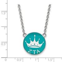 Sterling Silver Rhodium-plated LogoArt Zeta Tau Alpha Sorority Symbol Large Color Enamel Pendant Necklace, 18" view 2