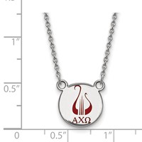Sterling Silver Rhodium-plated LogoArt Alpha Chi Omega Sorority Symbol Small Color Enamel Pendant Necklace, 18" view 2