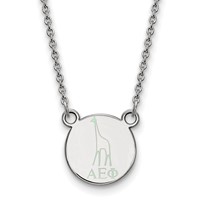 Sterling Silver Rhodium-plated LogoArt Alpha Epsilon Phi Sorority Symbol Extra Small Color Enamel Pendant Necklace, 18" view 1