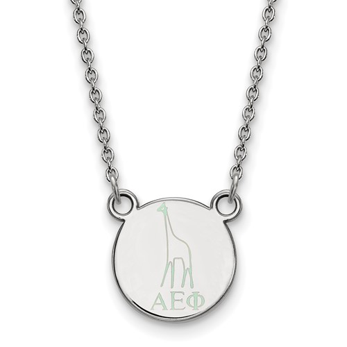 Sterling Silver Rhodium-plated LogoArt Alpha Epsilon Phi Sorority Symbol Extra Small Color Enamel Pendant Necklace, 18"