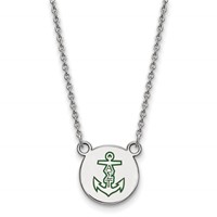 Sterling Silver Rhodium-plated LogoArt Alpha Sigma Tau Sorority Symbol Small Color Enamel Pendant Necklace, 18" view 1