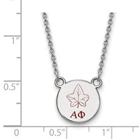 Sterling Silver Rhodium-plated LogoArt Alpha Phi Sorority Symbol Small Color Enamel Pendant Necklace, 18" view 2