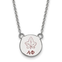 Sterling Silver Rhodium-plated LogoArt Alpha Phi Sorority Symbol Small Color Enamel Pendant Necklace, 18" view 1