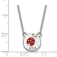 Sterling Silver Rhodium-plated LogoArt Alpha Sigma Alpha Sorority Symbol Small Color Enamel Pendant Necklace, 18" view 2