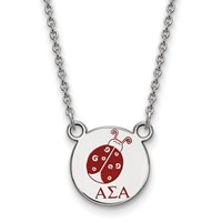 Sterling Silver Rhodium-plated LogoArt Alpha Sigma Alpha Sorority Symbol Small Color Enamel Pendant Necklace, 18" view 1