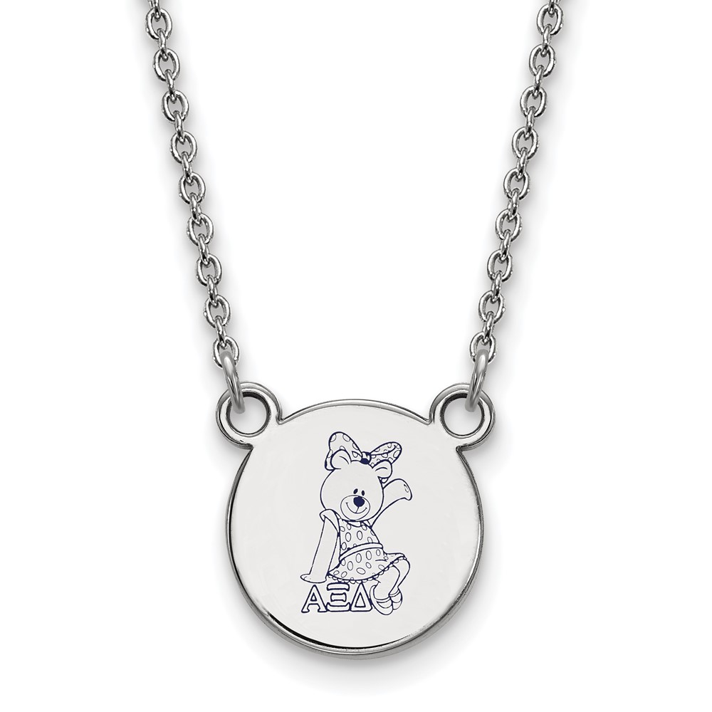 Sterling Silver Rhodium-plated LogoArt Alpha Xi Delta Sorority Symbol Small Color Enamel Pendant Necklace, 18"