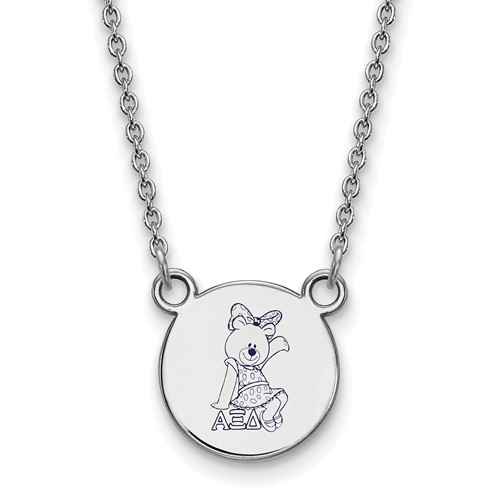 Sterling Silver Rhodium-plated LogoArt Alpha Xi Delta Sorority Symbol Small Color Enamel Pendant Necklace, 18"