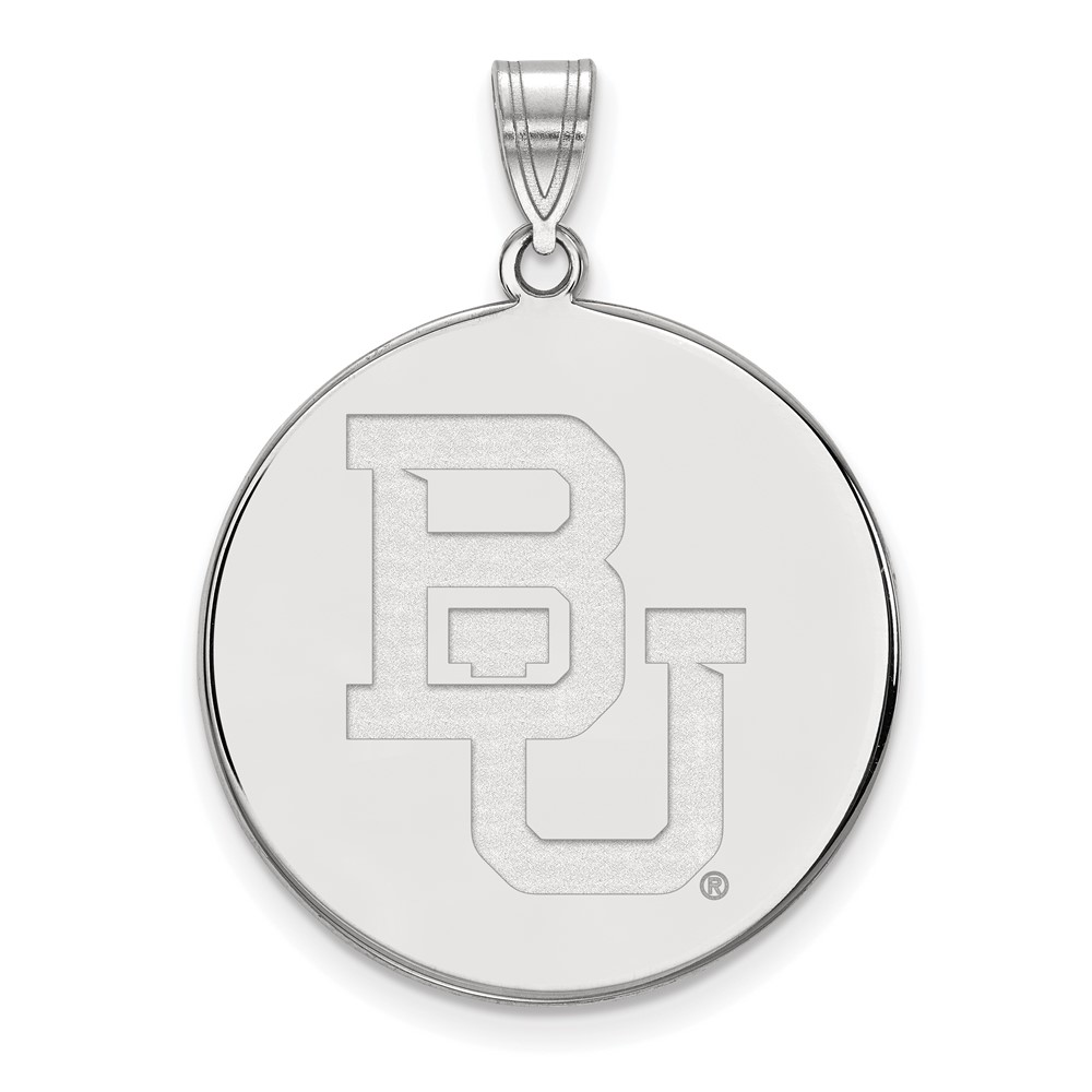 Sterling Silver Rhodium-plated LogoArt Baylor University Bears Extra Large Disc Pendant