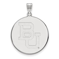 Sterling Silver Rhodium-plated LogoArt Baylor University Bears Extra Large Disc Pendant view 1