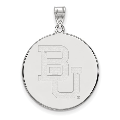 Sterling Silver Rhodium-plated LogoArt Baylor University Bears Extra Large Disc Pendant
